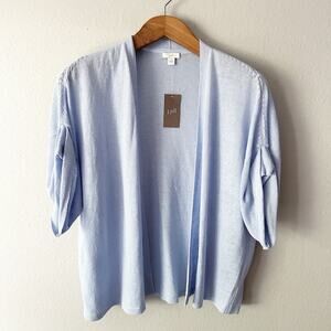 J. Jill Women's Pale Blue Linen Blend Open Shrug Bolero women’s size large NEW
